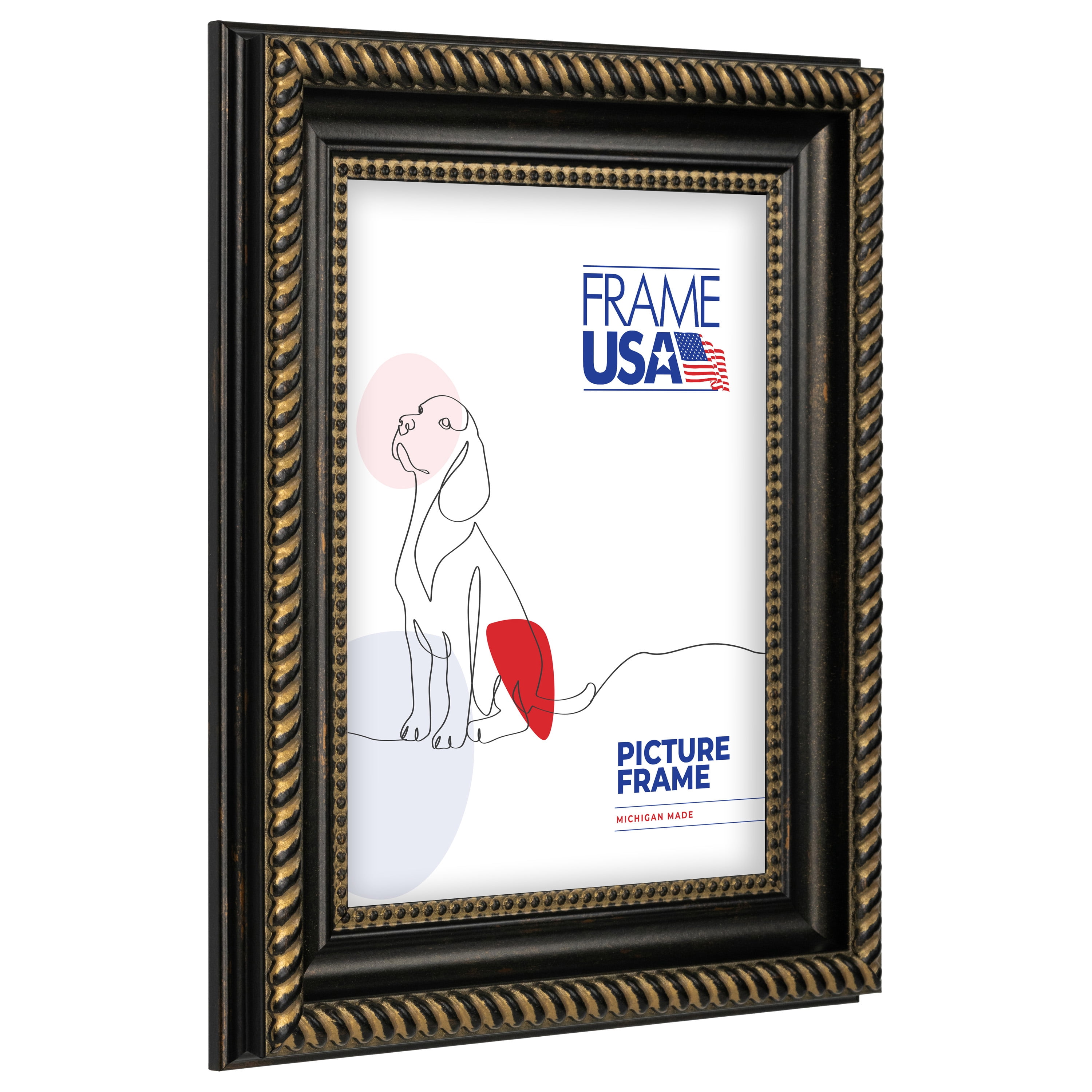 18x24 Picture Frame – Black Napolean Style 21178-902, 2 Inch MDF Moulding, Includes Plexiglass and Backing –&nbsp;Wall Display Frame for Art, Posters, or Photos – Frame USA