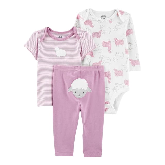 Conjunto Carter's Child of Mine Niña 18M Estampado Ovejas Morado 3 Piezas