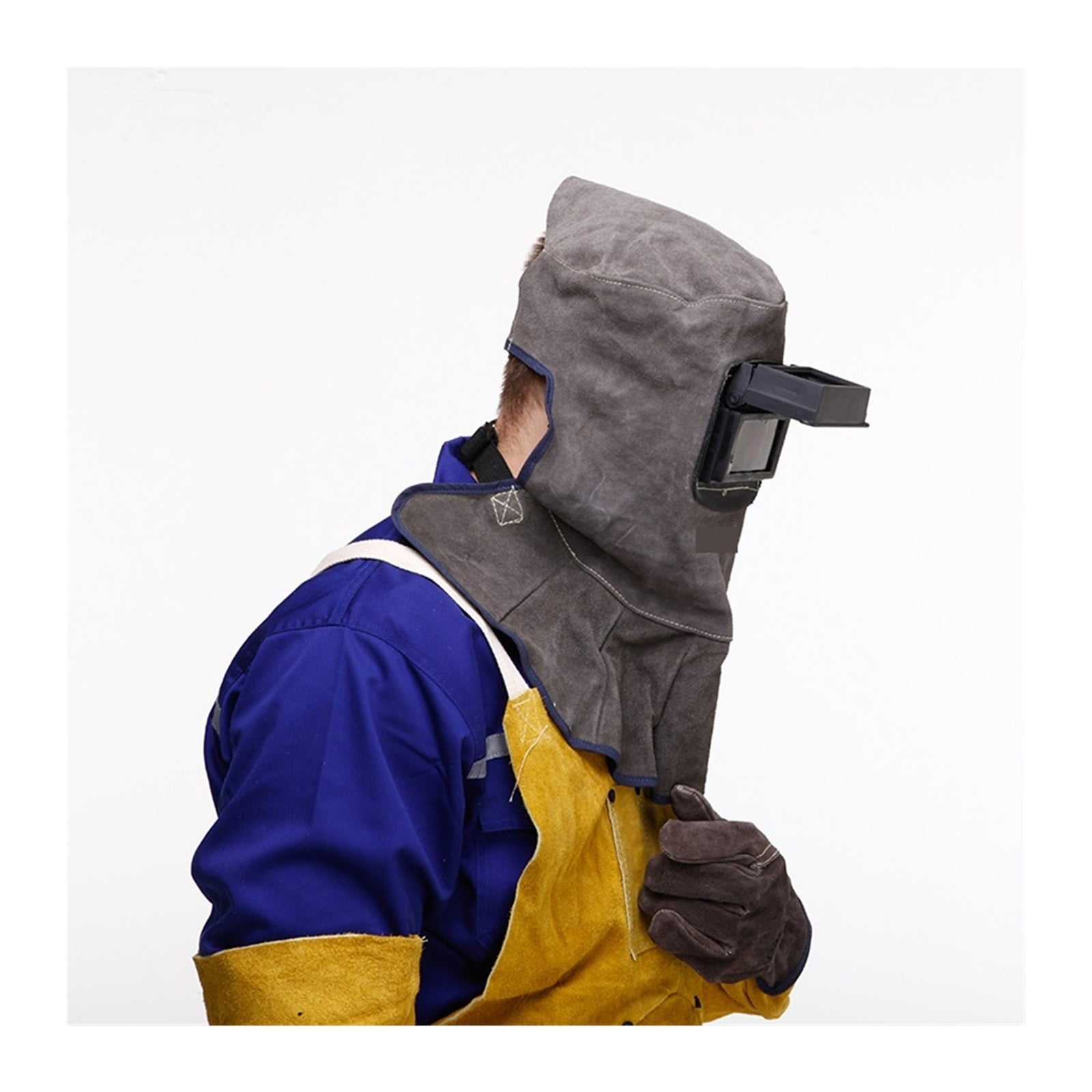 Leather Welding Helmet Mask Solar Flip Cover Lens Breathable Leather Welding Face Mask Hood Welder Security Protection Helmet ,Great Choice