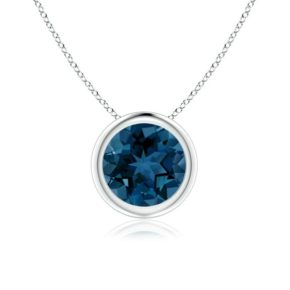 ANGARA Natural 1.55 ct London Blue Topaz Solitaire Pendant in 925 Sterling Silver for Women (Size-7mm) | November Birthstone, Anniversary, Jewelry Gift for Women | Natural London Blue Topaz Necklace