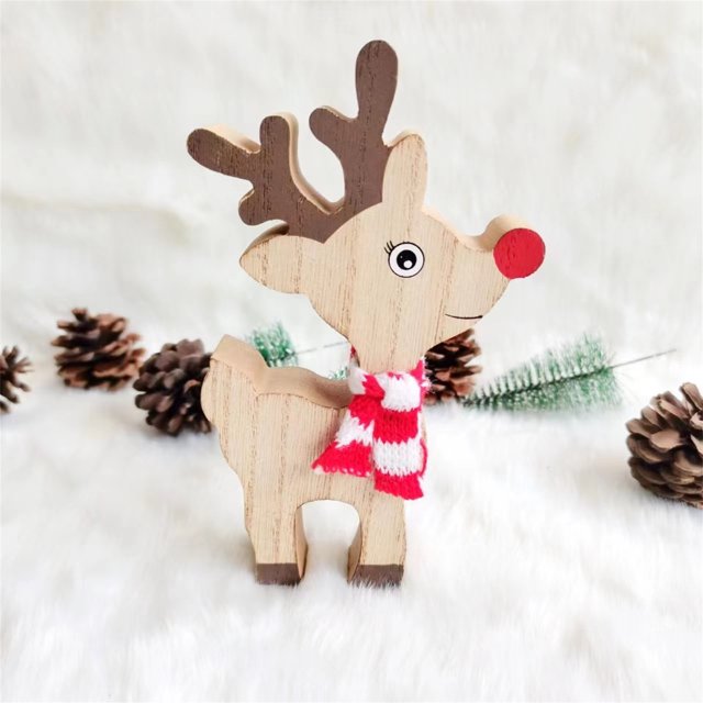 Ganfancp Christmas Deer Decoration Christmas Jewelry Gift Lovely Wood Crafts Household Holiday Supplies Ofertas Del Día Sólo En Línea 1X Adorno Navideño de Ciervo