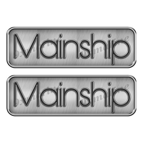 Mainship Yacht Remastered Stickers. Brushed Metal Style - 10" long