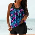 thumbnail image 2 of Busydd 2 Piece Swimsuit for Women Fashion Floral Print Womens Bathing Suits Tankinis Round Neck Built in Bra Tank Tops and Boyshorts Women Beach Fashion XL, 2 of 6