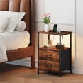 thumbnail image 2 of Eunos 2 Drawer Nightstand set of 2 with Charging Station and LED for Bedroom, Wood Grain Print, 2 of 8