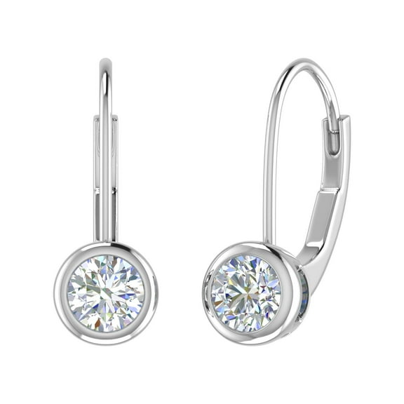 0.66 Carat Diamond Lever-back Drop Earrings in 14K White Gold - IGI Certified