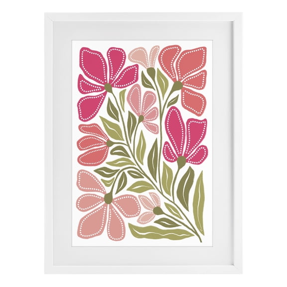 Stupell Industries Modern Bold Midcentury Blooms White Framed Print Under Glass, 14 x 20, by Martina Pavlova