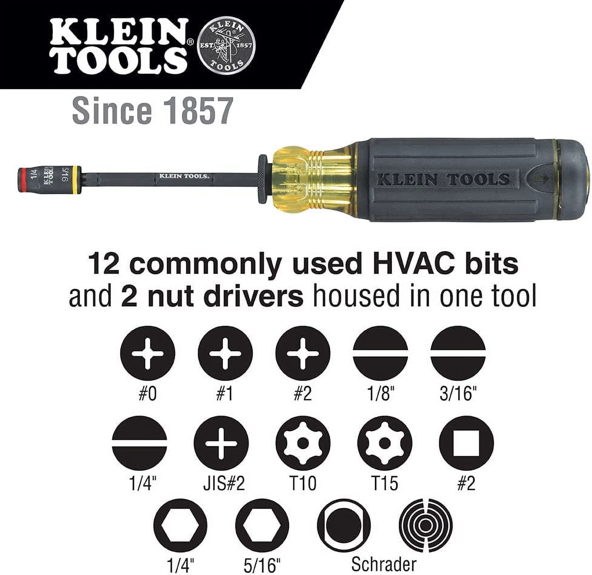 Klein Tools 32304 , 14-in-1 Adjustable with Flip Socket, HVAC Nut Drivers and Bits, Impact Rated