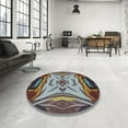 thumbnail image 3 of Ahgly Company Indoor Round Patterned Dark Gray Abstract Area Rugs, 8' Round, 3 of 6