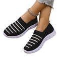 thumbnail image 5 of HTHLVMD Women's Striped Knit Sneakers, Slip-On Comfort Shoes, Womens Slip On Walking Shoes Comfort Lightweight Breathable Non-Slip Mesh Casual Tennis Shoes Sneakers for Gym Travel Work, Black 5.5, 5 of 5