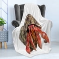 thumbnail image 4 of Hermit Crab Soft Flannel Fleece Throw Blanket, Close up Shot of a Coenobita Perlatus Marine, Cozy Plush for Indoor and Outdoor Use, 70" x 90", Sepia Vermillion, by Ambesonne, 4 of 5
