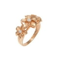 thumbnail image 4 of Pink rose gold plated sterling silver 925 Hawaiian 3 cz plumeria flower ring size 3.5, 4 of 5