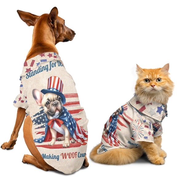 Democratic French Bulldog Making Woof Count Election 2024 Hawaiian Summer Shirt for Small Medium Large Dog Cat Dog Lover Gifts - 01001