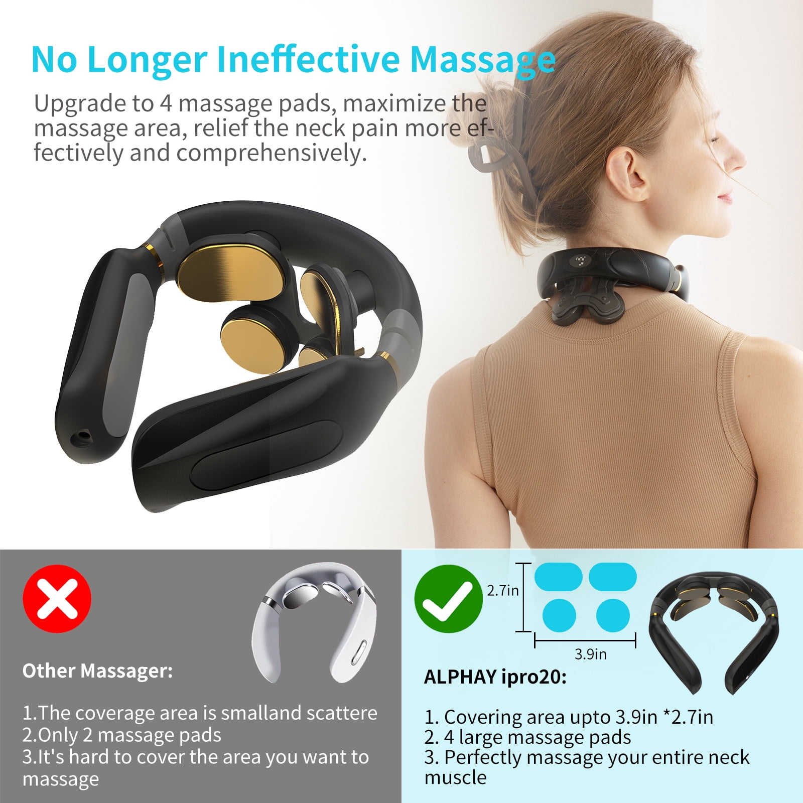 Portable Intelligent Neck Massager Smart Cordless Cervical Massager with Heat Therapy for Relaxation