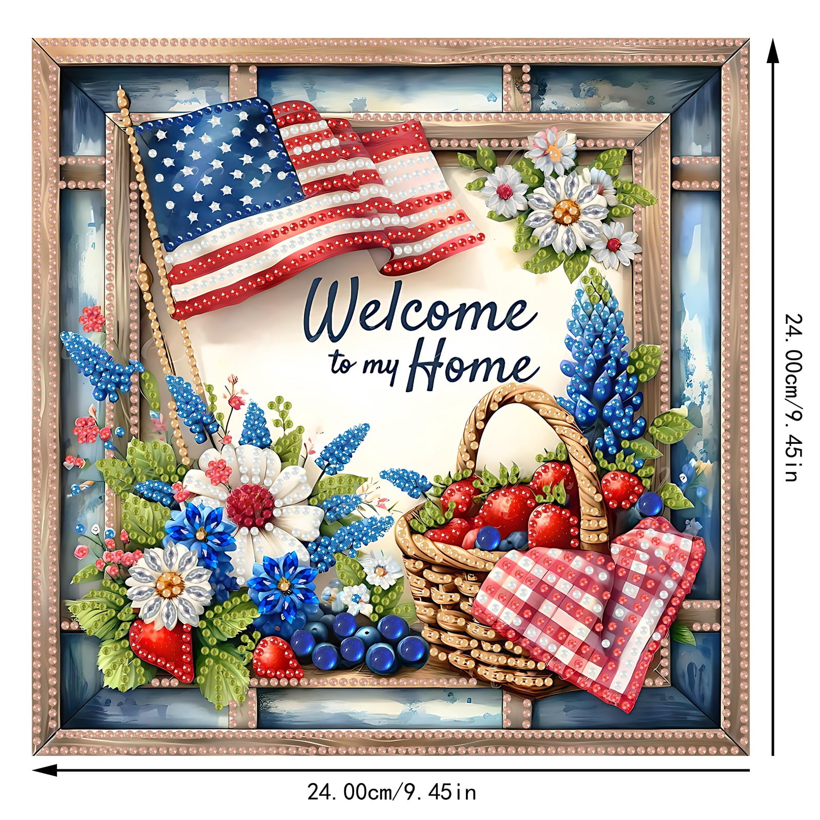 FLOPESN DIY Diamond Art Painting Creative,9.84*9.84in American Flowers Design, Acrylic Material Irregular Shape Home Decoration Pendant