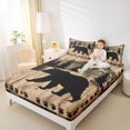 thumbnail image 4 of Homewish Safari Bear Twin Sheet Sets,Jungle Wildlife Twin Fitted Sheet,Beige Black Brown Flat Sheet For Boys Teens,Microfiber Bedroom Decor,3 Pieces, 4 of 7