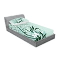 thumbnail image 2 of Ambesonne Floral Fitted Sheet & Pillow Sham Set, Dragonflies Wild Grass, Twinxl, Pale Green, 2 of 2