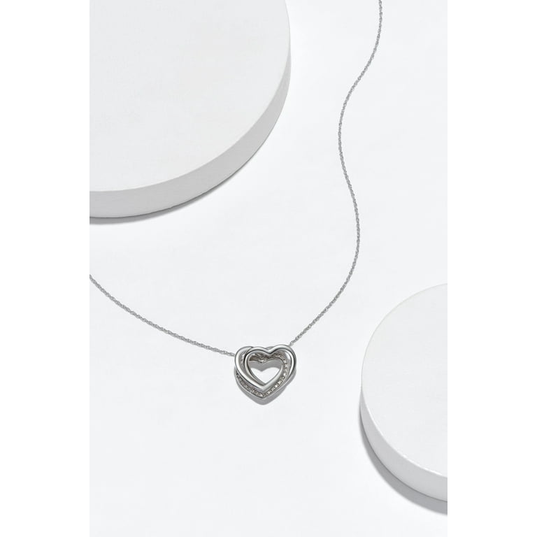 Forever Facets Diamond Accent Triple Heart 18
