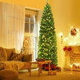 thumbnail image 1 of Gymax Crayon de Noël Pré-Éclairé 7,5 Pieds Arbre Artificiel Mince avec Lumières LED, 1 of 10