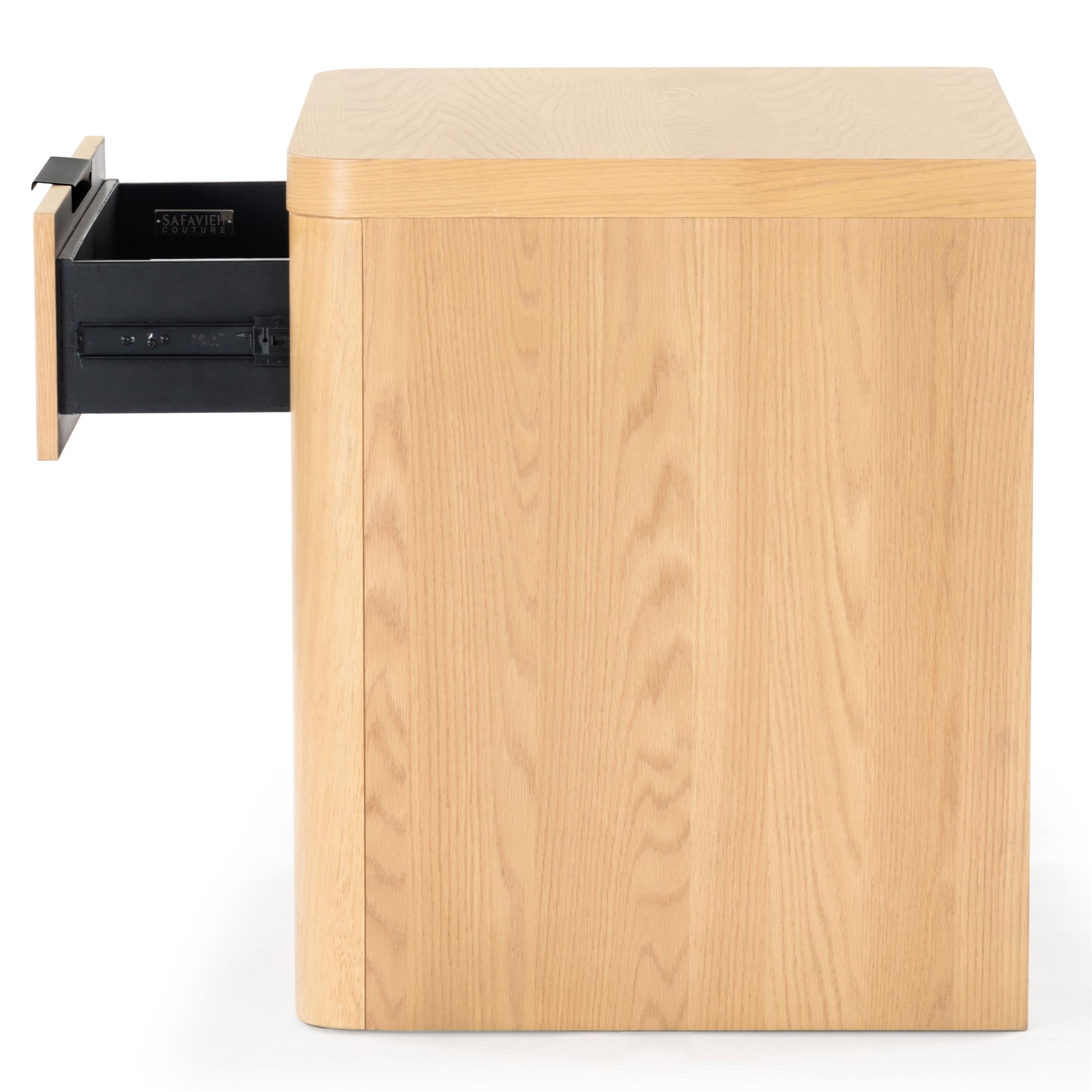 Safavieh Raylie 1 Drawer Solid Wood Nightstand in Natural