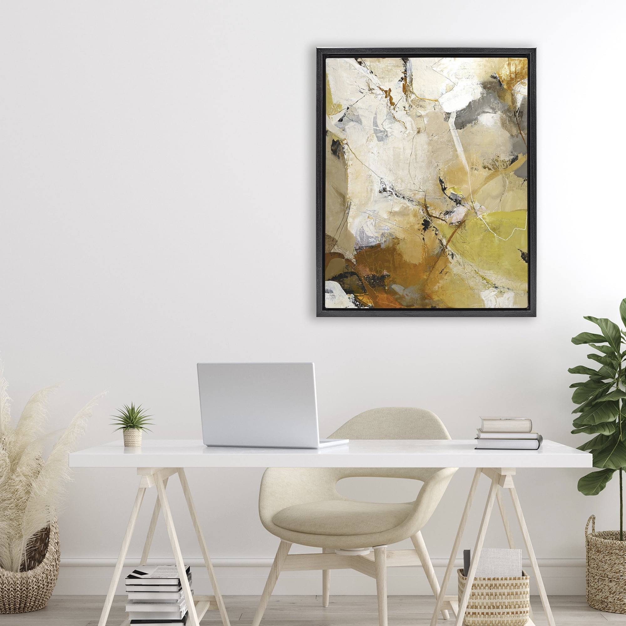 Stupell Industries Warm Earth Tones In Motion Black Framed Floater Canvas Wall Art, design by Design Fabrikken