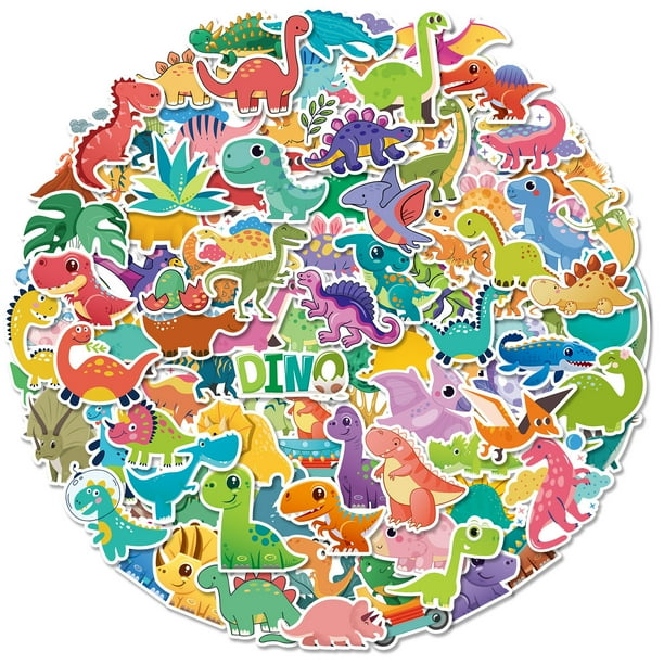 Pegatinas con lindos dibujos animados de dinosaurios, 50 unidades, impermeables para niños