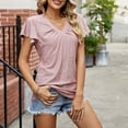 thumbnail image 4 of Njoeus Womens Tops Summer Ruffle Short Sleeve V Neck T Shirts Casual Loose Eyelet Tops Blouse S-XXL, 4 of 6