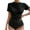 Black, variant on ZQUUVOU Women's Lightweight Ruched Bodysuit Cotton Short Sleeve Crew Neck Tummy Control Stretchy Casual Shapewear Black