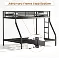 thumbnail image 5 of Black Twin Over Full Metal Bunk Bed Frame with Safety Guardrail & Ladder, Sturdy Steel Bed, Noise-Free, No Box Spring Needed for Bedroom Dorm, 5 of 8