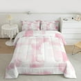 thumbnail image 2 of Homewish Graffiti Geometric Full Size Comforter Sets,Modern Abstract Artistic Bedding Comforter Set,Pink White Bedding Sets For Girl Boys,Luxury Bedroom Decor Reversible,3pcs, 2 of 8
