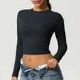 thumbnail image 2 of Jalioing Women's Crop Yoga Tops Quick Dry Long Sleeve Crew Neck Athletic Shirts Slim Fashion Summer Workout Tees, 2 of 7