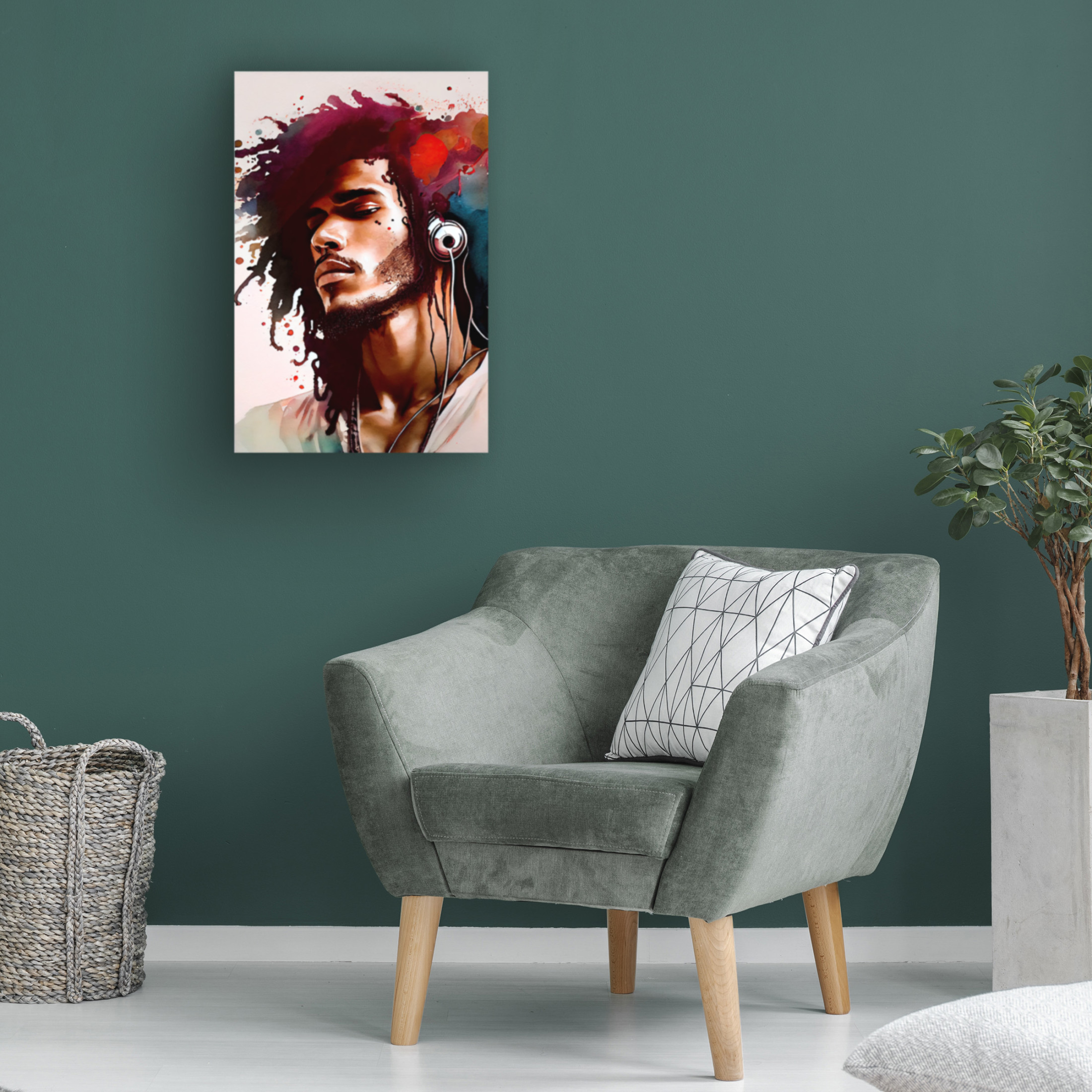 Canvas Wall Art - Sasha 'Music Man III' Wall Art for Living Room, Bedroom, or Office Décor by Trademark Fine Art - 30 x 47 Inches