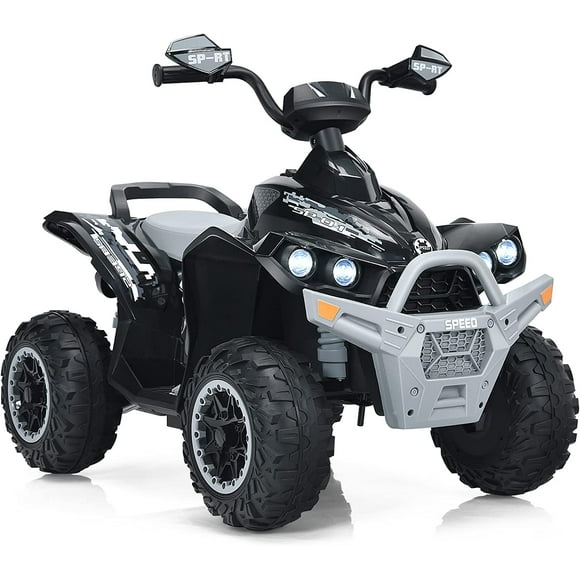 OLAKIDS VTT à Chevaucher, Voiture Jouet 4 Roues 12 V à Pile pour Tout-Petits, Quad Électrique Motorisé Arrière pour Garçons et Filles avec Lumières DEL, Musique, Klaxon, Vitesse Haute et Basse, Démarrage en Douceur