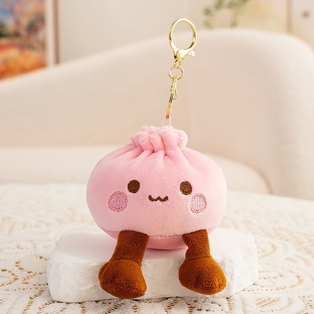 Llavero de bollo al vapor – Llavero de peluche suave con forma de bollo Bao, colgante Kawaii para bolso, lindo regalo con temática de comida para niñas y mujeres.