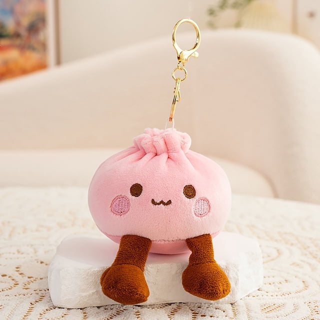 Llavero de bollo al vapor – Llavero de peluche suave con forma de bollo Bao, colgante Kawaii para bolso, lindo regalo con temática de comida para niñas y mujeres.