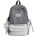 thumbnail image 2 of Women Cute Aesthetic Backpack, Gingham Checkered Daypack with Lace Trim Bow Design, Kawaii Preppy Bookbag with Large Capacity for Commuting, Shopping, Travel, Office and Daily Use, 2 of 3