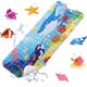 thumbnail image 1 of Alfombrilla de baño extra larga para bebé, 40 x 16 pulgadas, antideslizante, con dibujos animados, con orificios de drenaje y ventosas, lavable a máquina (ballena + delfín)., 1 of 5