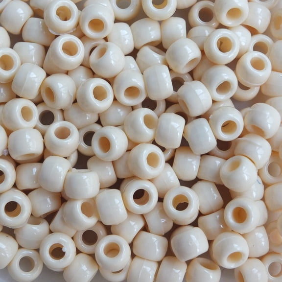 Pony Beads Ivory Opaque Crow Beads 6x9mm Large Hole Made in USA