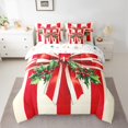 thumbnail image 2 of Manfei Rustic Christmas Flower 7pcs Bedding Comforter Set,Retro Bowtie Ribbon Queen Bedding Sets,Happy New Year Queen Sheet Sets For Girls Teens,Ultra Soft Home Decor Reversible, 2 of 8