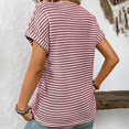 thumbnail image 6 of yunLCZ Ladies Blouse Discounted Womens Casual Cap Short Sleeve Tops Trendy Summer V Neck Loose Striped Casual Basic T Shirts Tee Blouses Office casual blouse with leggings, 6 of 7