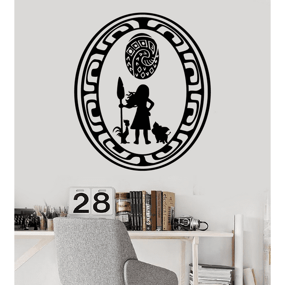 Disney Movie Moana Heart Of TeFiti Moana Hei Hei and Pua The Pig Vinyl Wall Art Sticker Wall Decal Home Kids Room Study Room Boys Girls Room Wall Décoration Design Wall Décor Decal Size (30x22 inch)