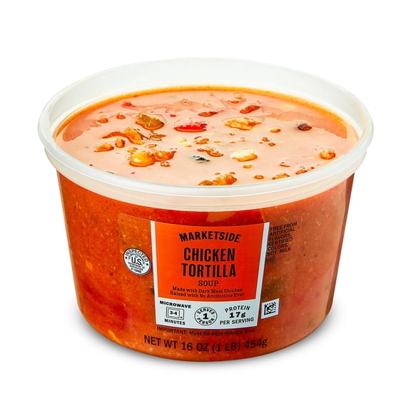 Marketside Chicken Tortilla Soup, Fresh Deli Soup, 16 oz Cup (Refrigerated)