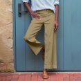 thumbnail image 6 of CIENVNSTG Linen Pants Women Wide Leg Elastic High Waist Cropped Trousers Summer Fashion Business Casual Work Pant with Pockets Earthy Yellow 2XL, 6 of 7