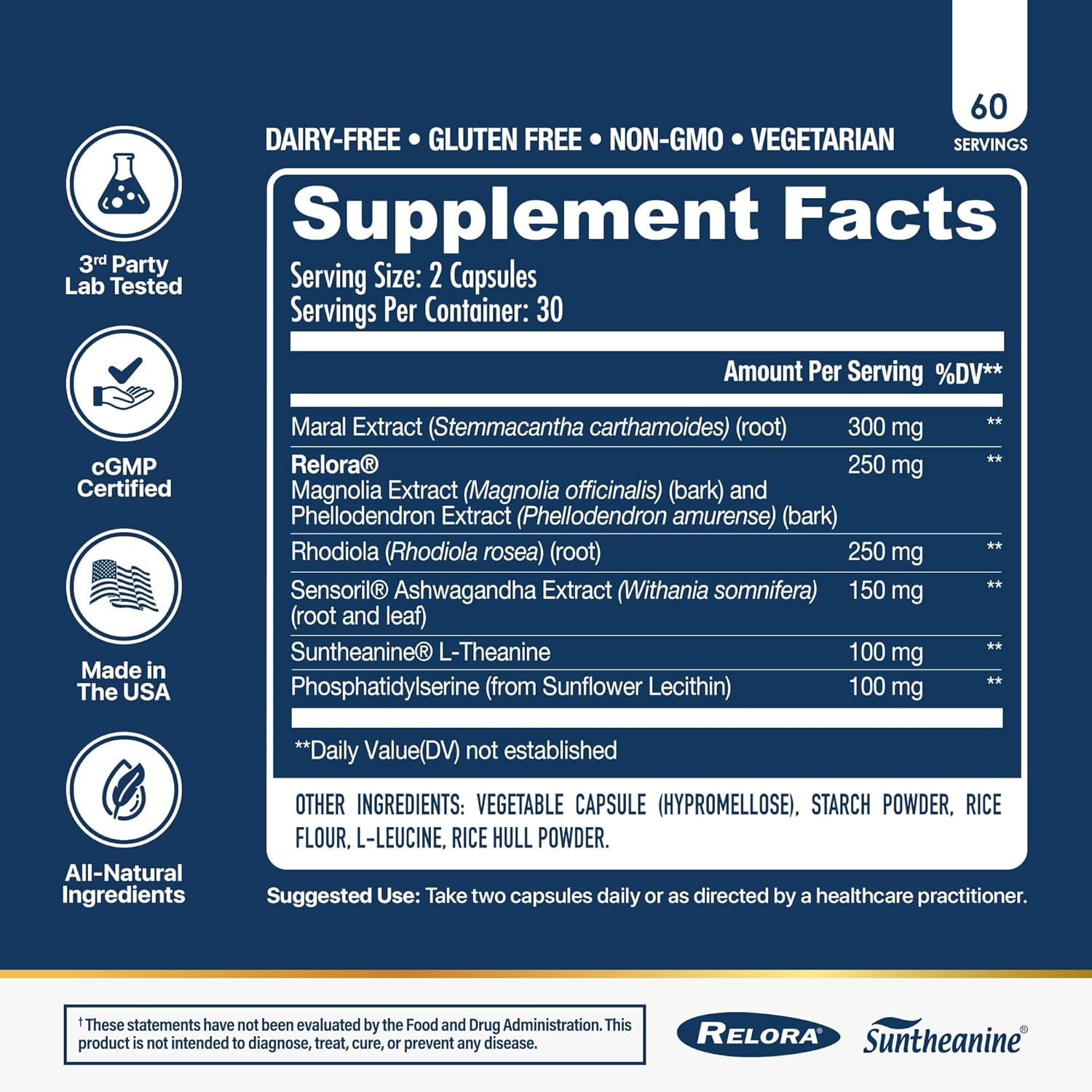 NuEthix Cort-Eaze Cortisol-Control Promotes Relaxation and Better Sleep with L-Theanine, 60 Capsules, 30 Servings