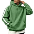 thumbnail image 5 of Fengqque Men's Contrast Side Stripe Hooded Sweatshirt Long Sleeve Pullover Hoodie Loose Fit Casual Athletic Outerwear with Drawstring & Kangaroo Pocket Green 2XL, 5 of 6