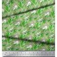 thumbnail image 3 of Soimoi Green Silk Fabric Star & Brush Stroke Abstract Printed Craft Fabric by the Yard 42 Inch Wide, 3 of 3