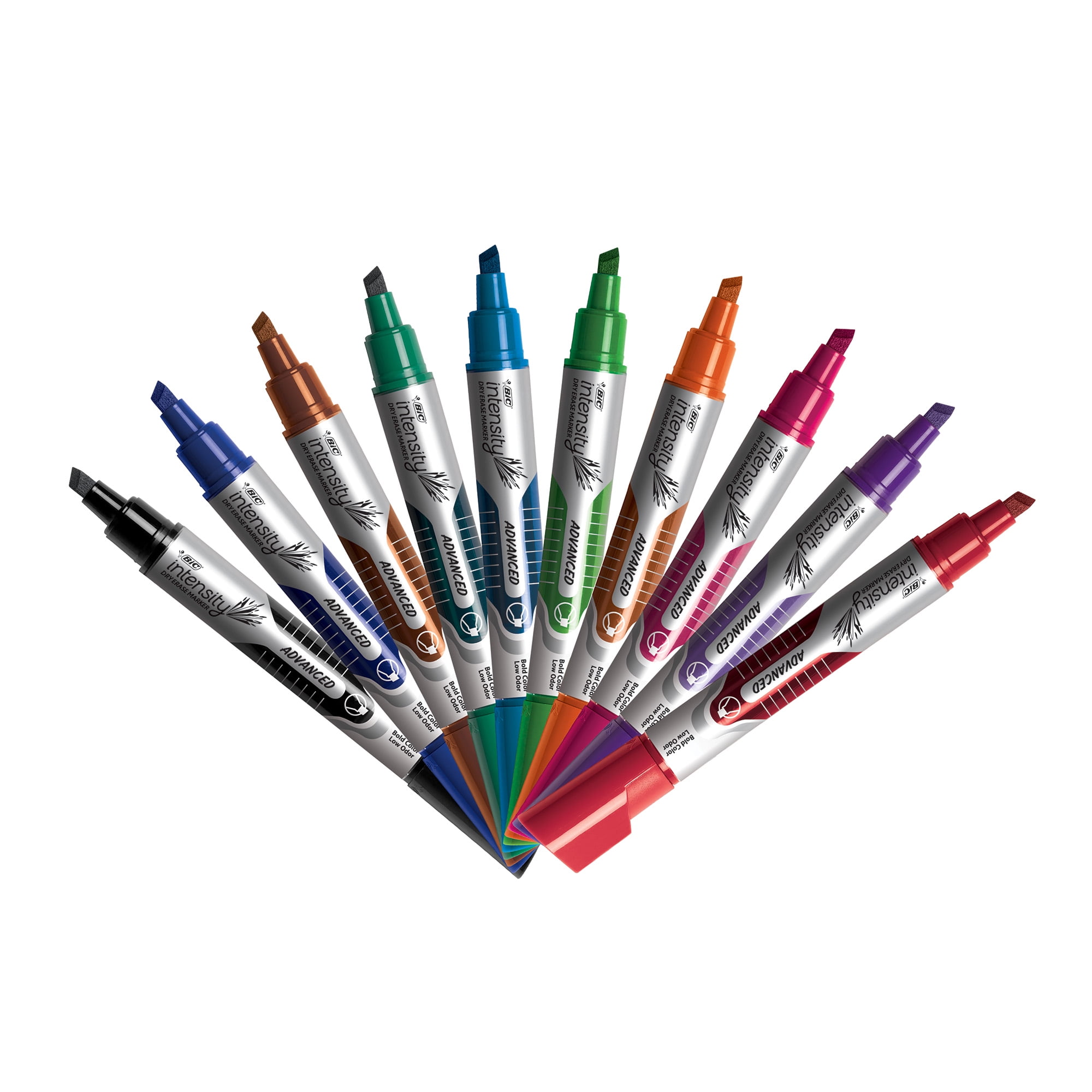 BIC Intensity Advanced Dry Erase Marker, Chisel Tip, Visible Ink Supply, Assorted Colors, 48 Count