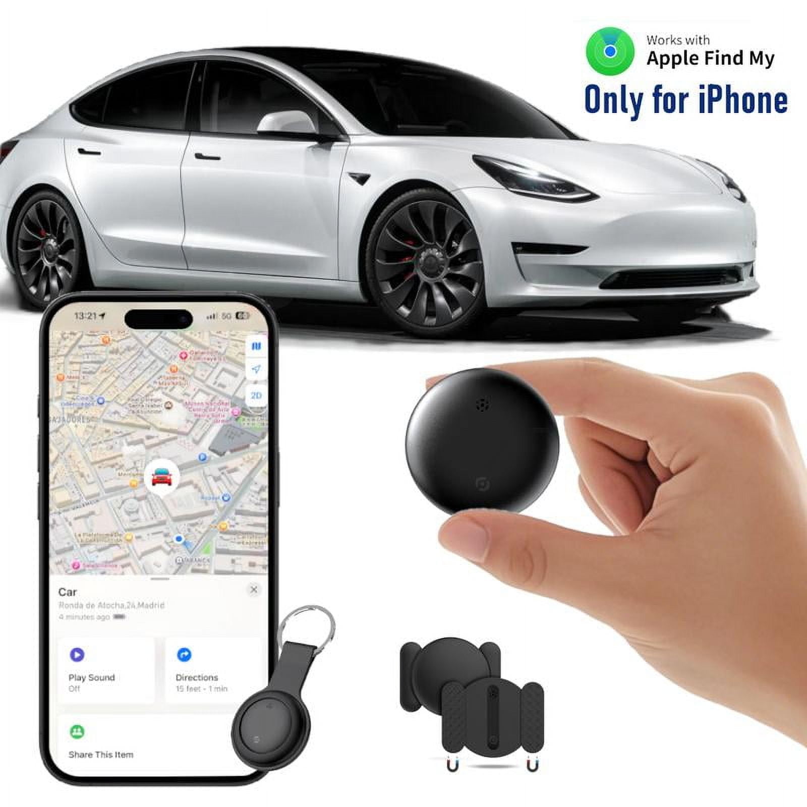 GPS Tracker for Car,Works with Find My (iOS Only),Mini Trackers Device with Weatherproof Magnetic Case-No Monthly Fee-Best Hidden GPS Trackers,Anti-lost Device