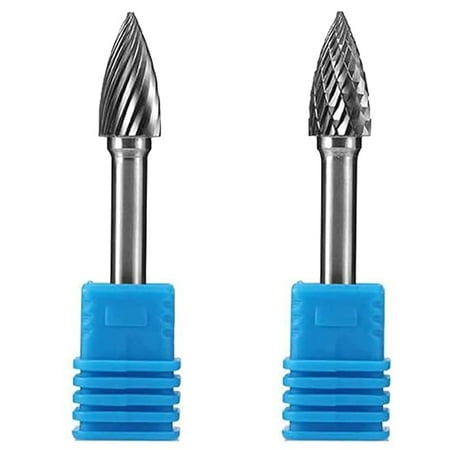 

2 Pcs G Type 10mm Cutting Dia Aluminum Cutting Tungsten Carbide Burr File with 1/4 for Tool or Die Grinder