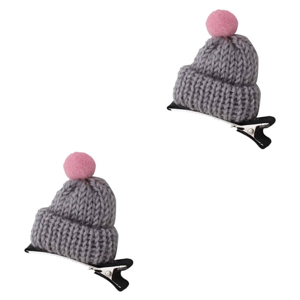 Jumpingount Gorro de Navidad horquilla para niños niñas Navidad tejer hilo de lana pinzas para el cabello pasador para la cabeza estilo coreano gris 2piezas Jumpingount CBP077660