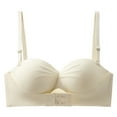 thumbnail image 3 of Gymayou Women Strapless Invisible Push Up Bra No Slip Clear Backless Padded Adjustment Bra Front Back Hook Closure Full Cup Smooth Seamless Lingeries Beige L, 3 of 8